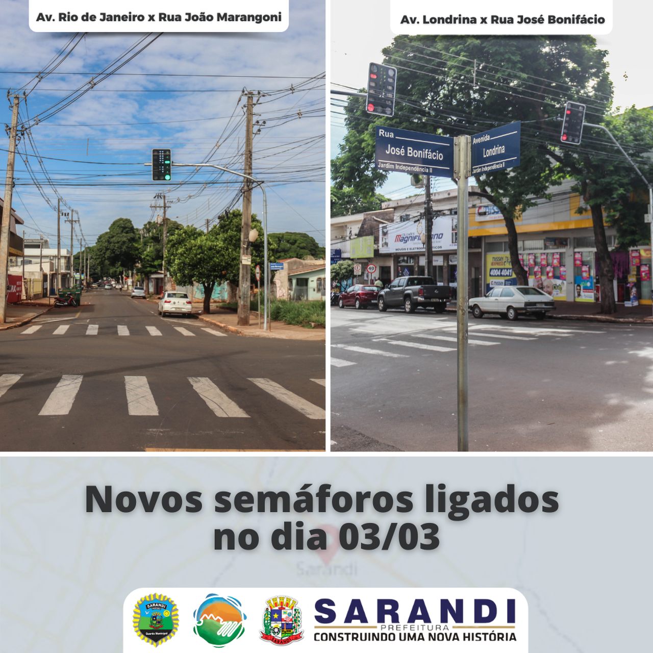 Secretaria de Trânsito, Transporte e Segurança de Sarandi realiza instalação de três novos semáforos